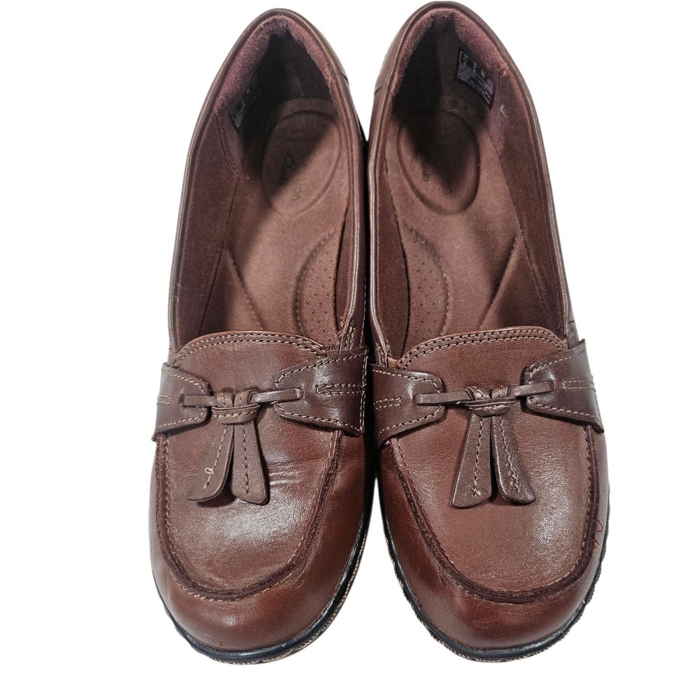 Clarks Ashland Bubble Brown Leather Tassel Loafers Comfort Women's 8 Preppy